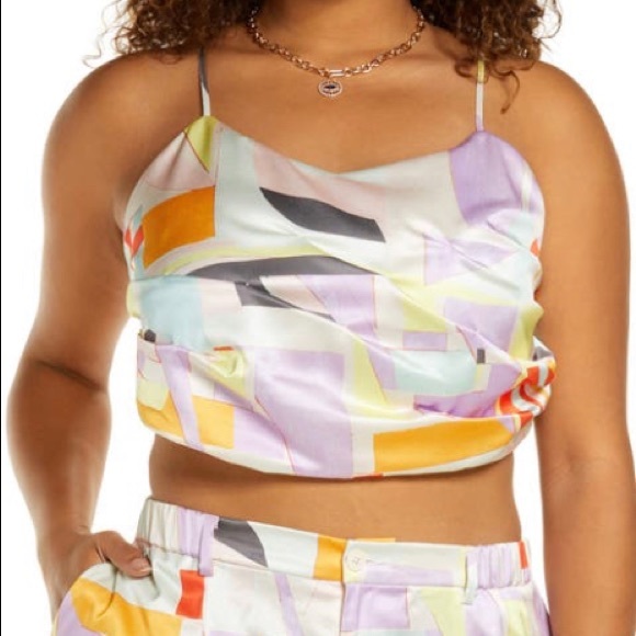 NWT Open Edit Print Pleated Camisole (1X) - Picture 1 of 2